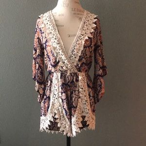 Boho festival romper, paisley playsuit/onepiece